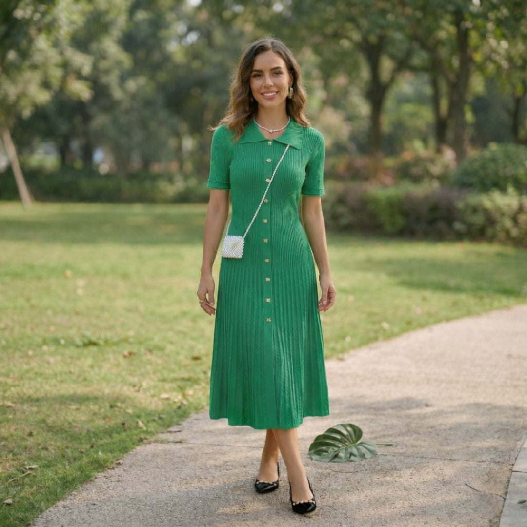 Vintage Knit Maxi Shirt Dress
